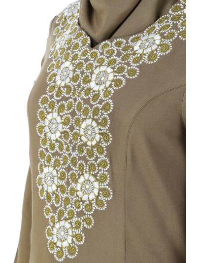 Colorful Embroidered Polka Dot Abaya
