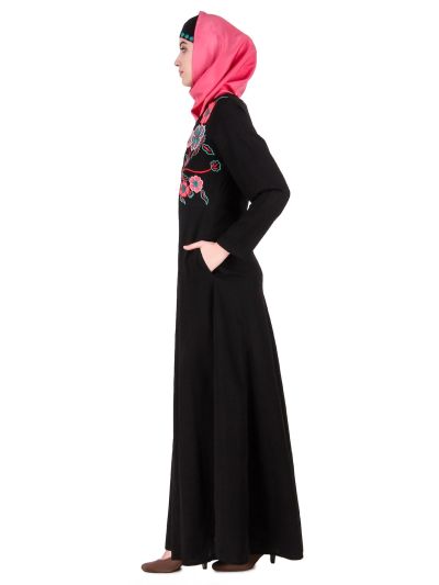 Floral Patchwork Semi-Circular Abaya