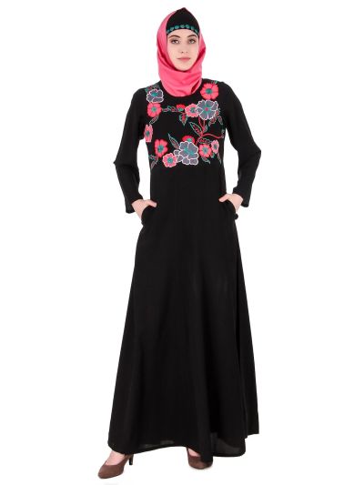 Floral Patchwork Semi-Circular Abaya