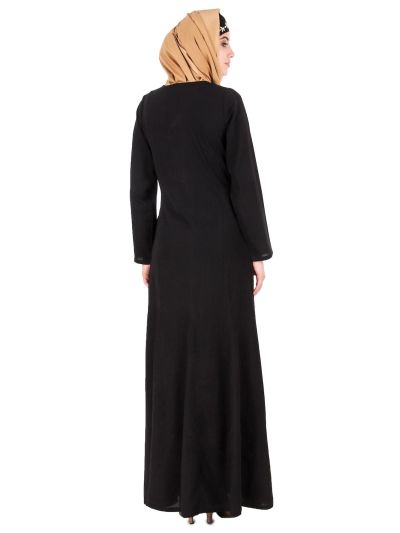 Black Nida Leaf Embroidered Abaya