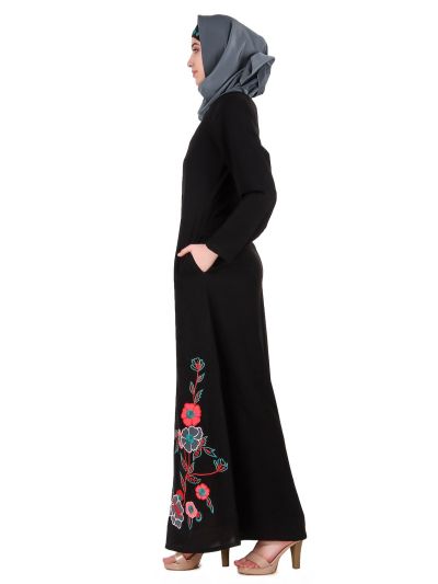 Floral Patch Work A-Line Abaya