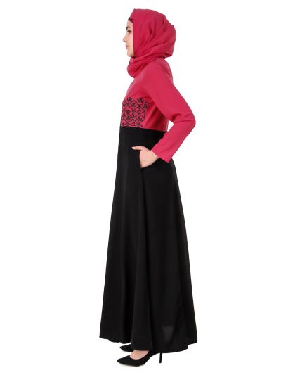 Floral Embroidered Dual Colour Anarkali Abaya