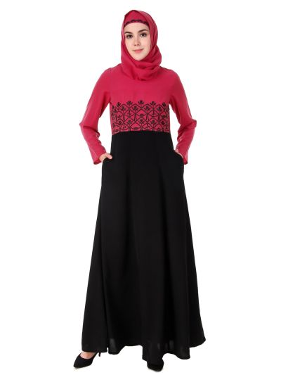 Floral Embroidered Dual Colour Anarkali Abaya