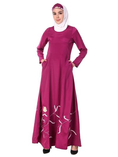 Embroidered Flower Stems Anarkali Abaya