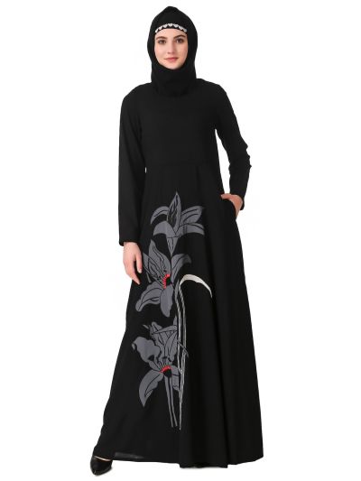Floral Patch Work Anarkali Abaya
