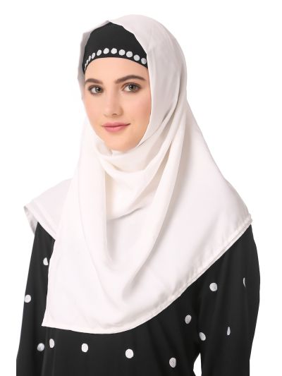 Embroidered Polka Dot A-Line Abaya