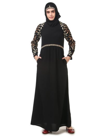 Metallic Leaf Embellished Nida Abaya