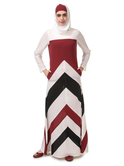 Multi-Cut And Stitch Panel A-Line Abaya