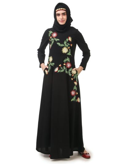Premium Front Embroidered Anarkali Abaya