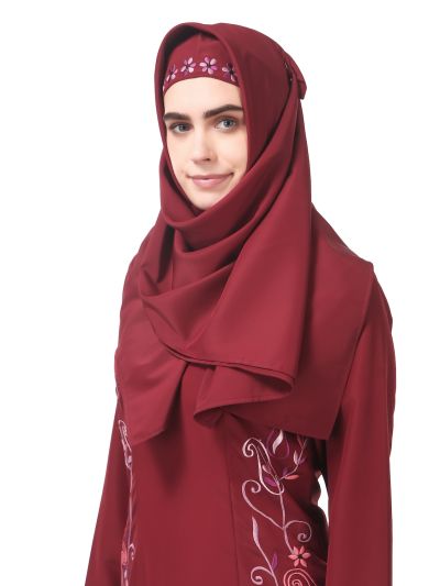 Fully Embroidered Side Panels Princess Seam Abaya