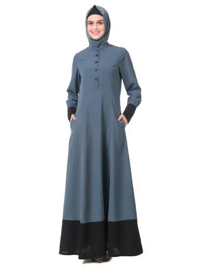 Wide Panel Dual Color Semi Circular Abaya