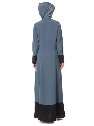 Wide Panel Dual Color Semi Circular Abaya