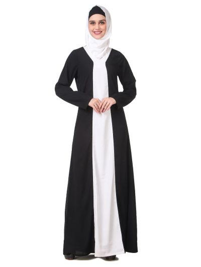 Black and White Contrast Panel Abaya