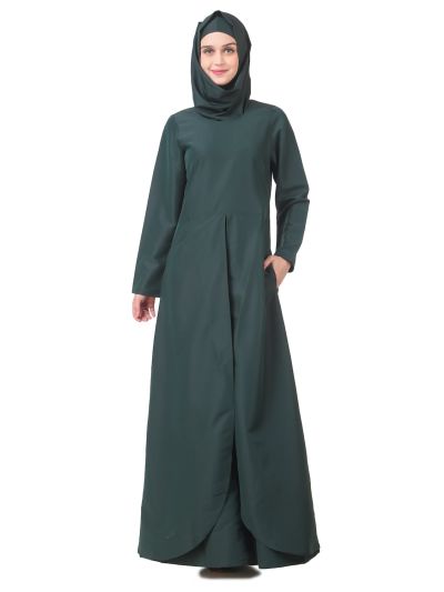 Tulip Cut Dark Green Abaya