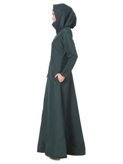Tulip Cut Dark Green Abaya