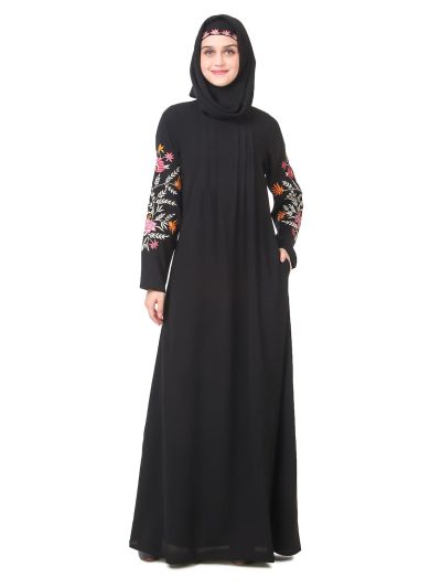 Embellished Sleeve Pleated Front Abaya