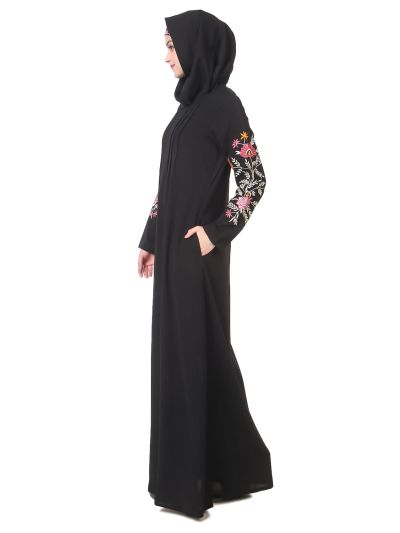 Embellished Sleeve Pleated Front Abaya