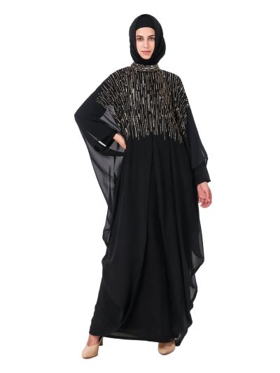 Tulip Cut Eid Kaftan Style Abaya Hand Embroidered With Beads And Sequence