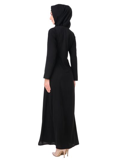 Gold & Copper Hand Embroidered Neck Fancy Abaya