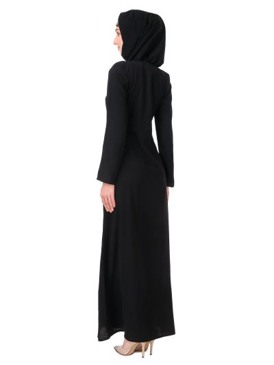 Gold Hand Embroidered Neck Fancy Abaya