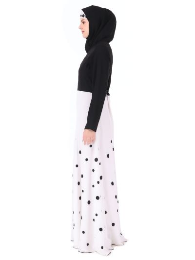 Retro Inspired Polka Dot Embroidery Abaya