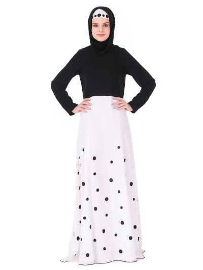 Retro Inspired Polka Dot Embroidery Abaya
