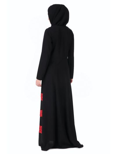 Red Embroidered Lace Abaya