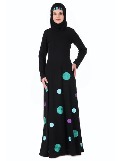 Polka Dot Embroidery Nida Abaya