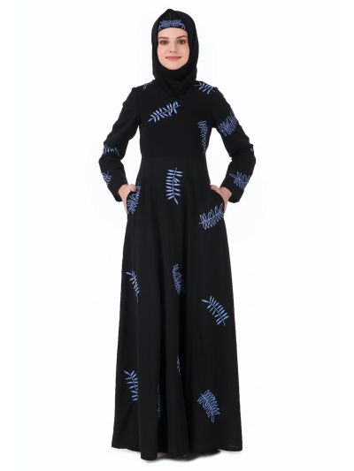 Leaf Embroidery Anarkali Style Abaya