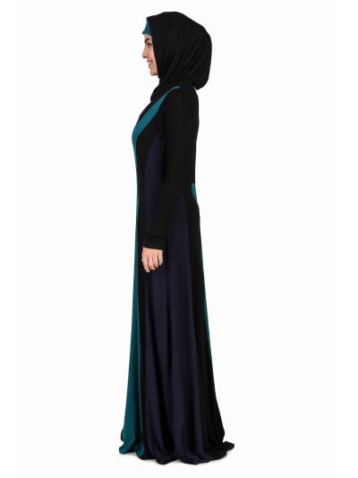 Colorblock Stripe Jersey Anarkali Abaya