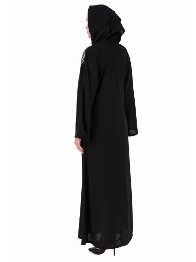 Front Open Hand Gold Leaf Embroidered Dubai Abaya