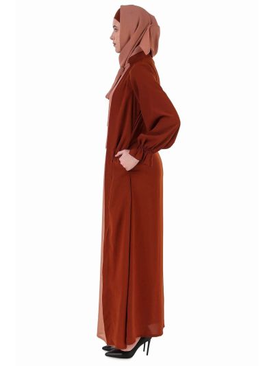 Fancy Dual Color Attached Long Shrug Abaya