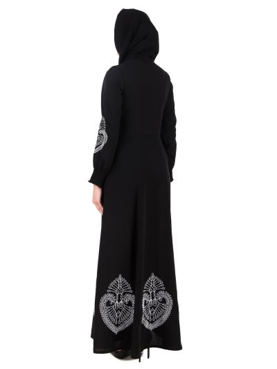 Paisley Embroidery Nida Black Abaya