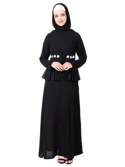 Frilled Georgette Waist A-Line Nida Abaya