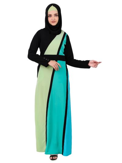 Asymmetrical Multi Color Multi Panel Abaya