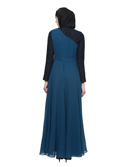 Blue Evening Gown Embellished Abaya