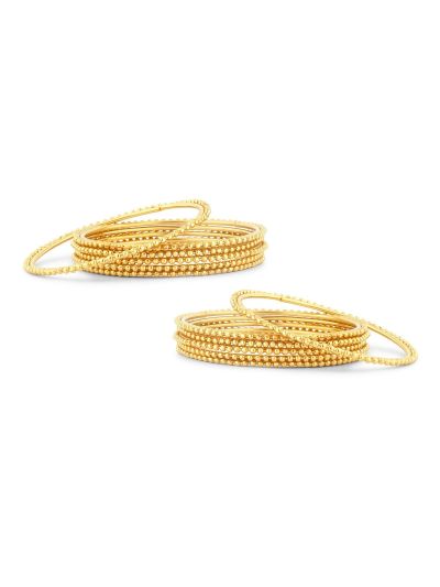 Glimmery Gold Plated Bangles For Women Set Of 12