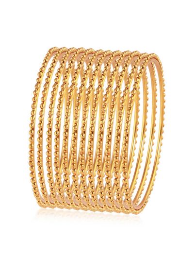 Glimmery Gold Plated Bangles For Women Set Of 12