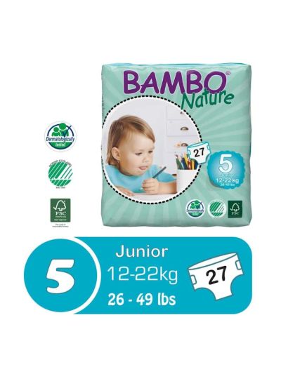 Bambo Nature Junior 12-22 Kg, Size 5, 27 Pieces