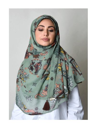 Baroquesque Green Crinkled Chiffon