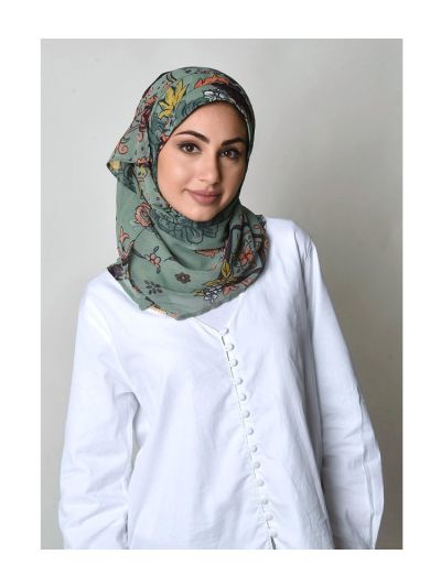 Baroquesque Green Crinkled Chiffon
