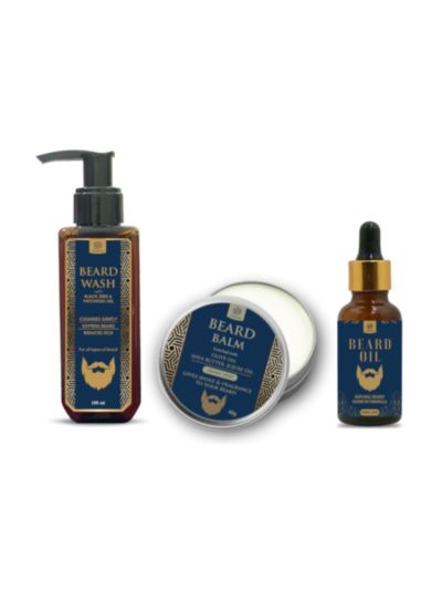 AL MASNOON Beard Care Kit Combo (Pack of 3) | Beard Oil (30ml) for Growth,| Made with Natural Ingredients | Complete Beard Grooming Set 