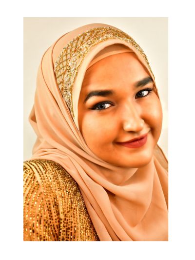 Beige Al-Firdaus Zardozi Handwork Hijab