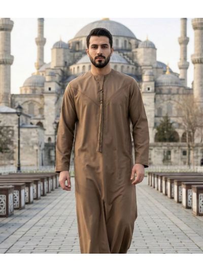 Al Noor Emirati Beige Pleated Thobe