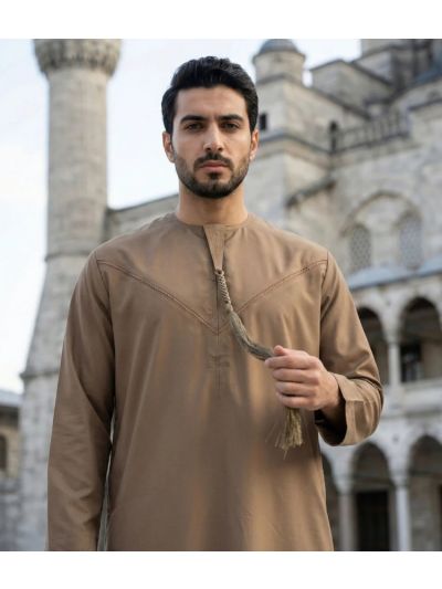 Al Noor Emirati Beige Pleated Thobe