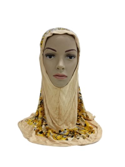 Beige Flower Desigh Instant Kids Hijab