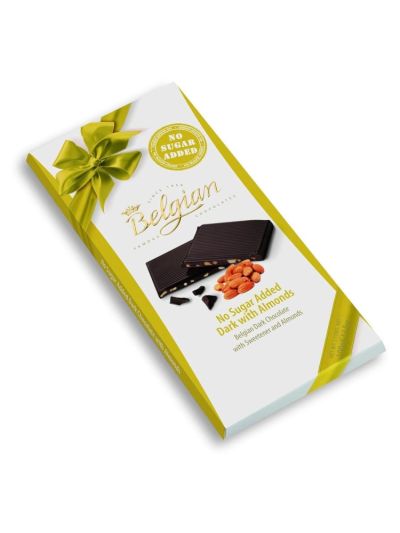 Belgian Dark Chocolate Bar With Almonds No Sugar Added 100g