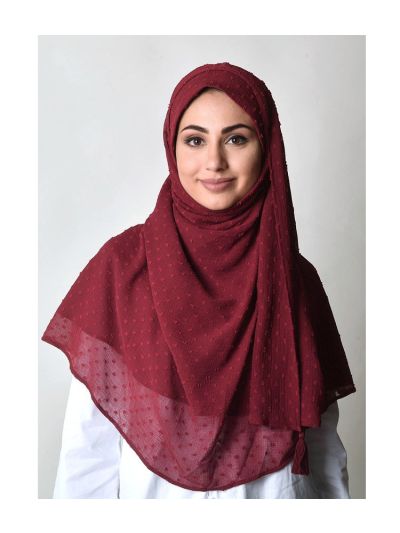 Biking Red Mosaic Butti Chiffon
