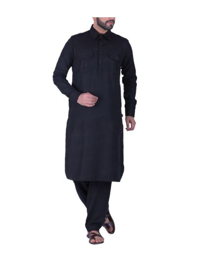 Black Pathani Suit Set