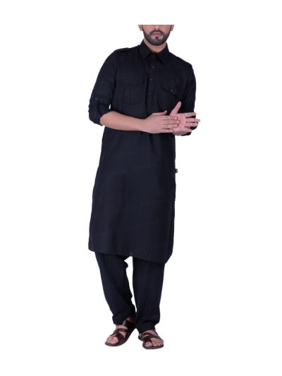 Black Pathani Suit Set